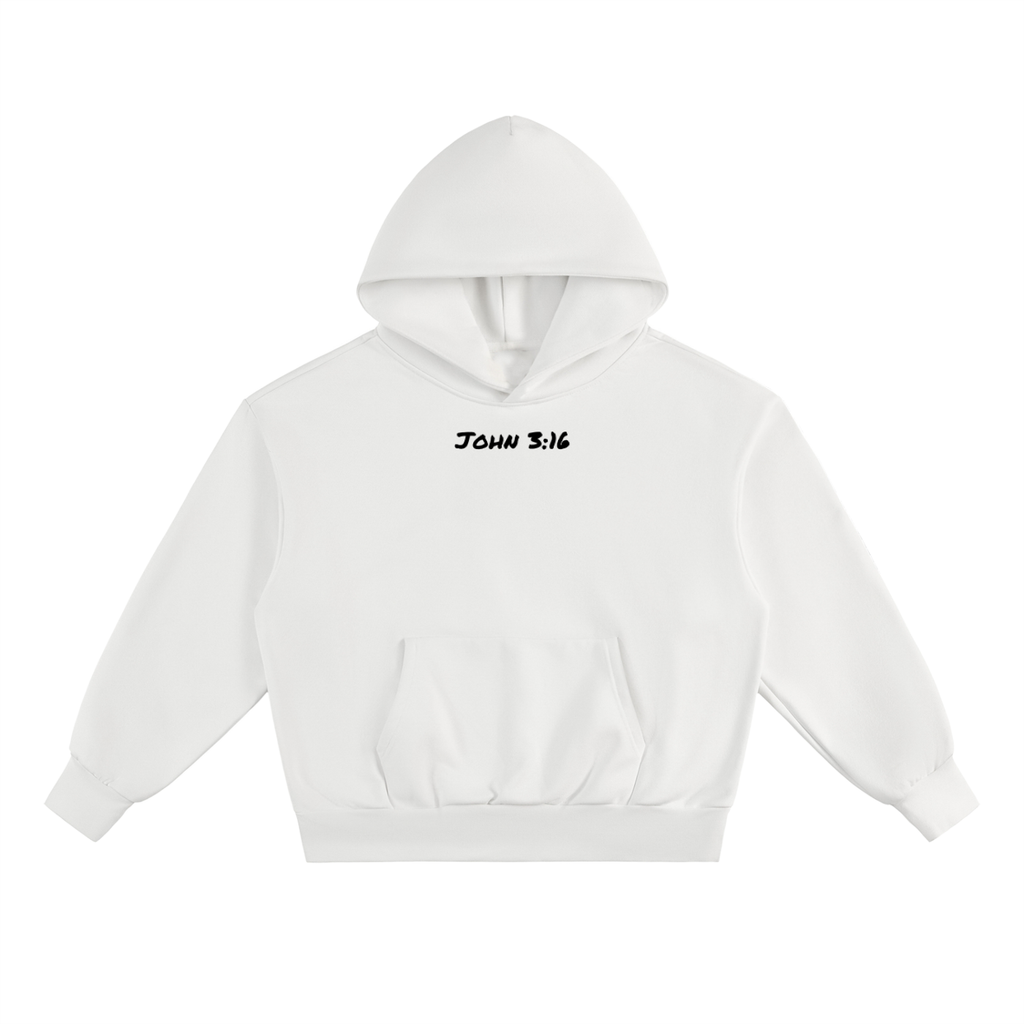John 3:16 White Essential Heavyweight Fleece Hoodie