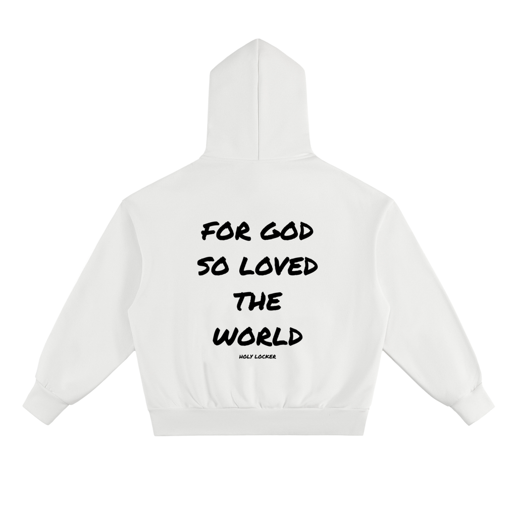 John 3:16 White Essential Heavyweight Fleece Hoodie
